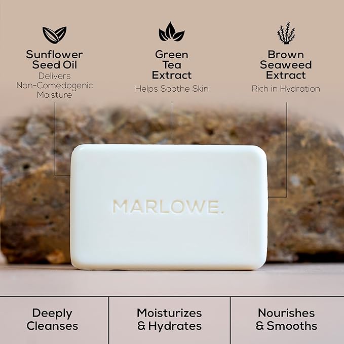 MARLOWE. No. 105 Bar Soap for Men 7 oz, Moisturizing Body Soap, Nourishing & Refreshing with Natural Extracts, Shea Butter, Olive Oil & Green Tea Extracts, Original Sage & Fir Scent-Velvo Beauty