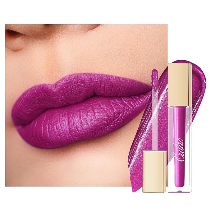 Oulac Matte Liquid Purple Lipstick for Women, Fuchsia Long lasting Lip Stain, Waterproof Highly Pigmented Creamy Formula Lipstick with Vitamin E, Vegan & Cruelty-Free, 4.5ml (MS02)-Velvo Beauty