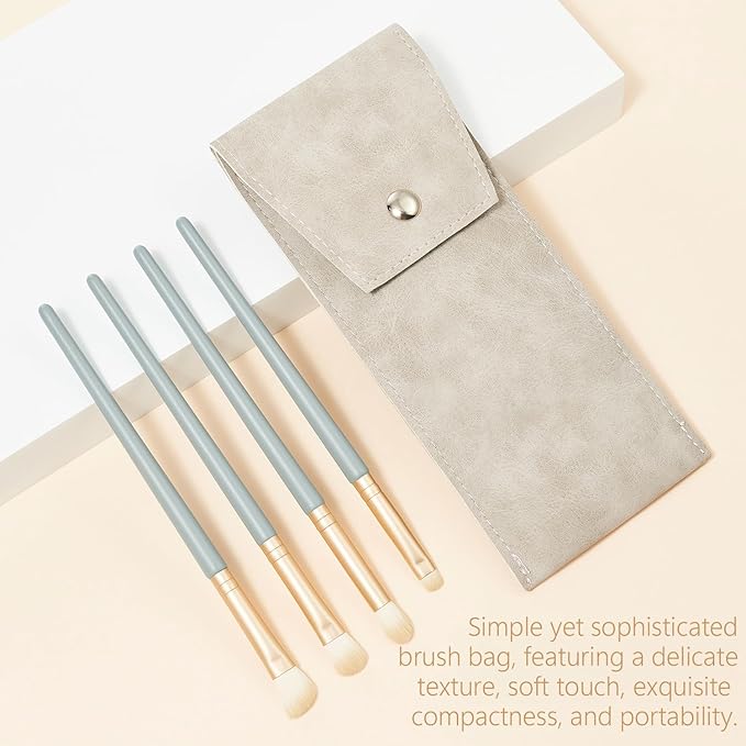 Eyeshadow Makeup Brushes Set with Case 4 PCS Soft Synthetic Hairs Eye Makeup Brushes for Blending Eyebrow Eyeliner Eyeshadow (Lightblue)-Velvo Beauty
