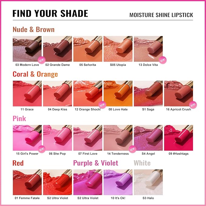 Oulac Warm Pink Shine Lipstick - Moisturizing Lip Stick Glossy Tinted Lip Balm, Sheer Shine Juicy Finish, Lightweight and Hydrating Formula for Dry Lip Care, Vegan 2.2g/0.07oz (07)-Velvo Beauty