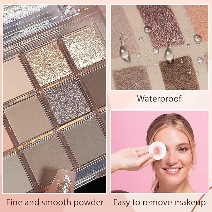 12 Girds Colorful Matte Shimmer Eyeshadow Palette for Eye Makeup,High Pigmented Eye Shadow Primers Powder Palet de sombras de ojos 12-A-Velvo Beauty