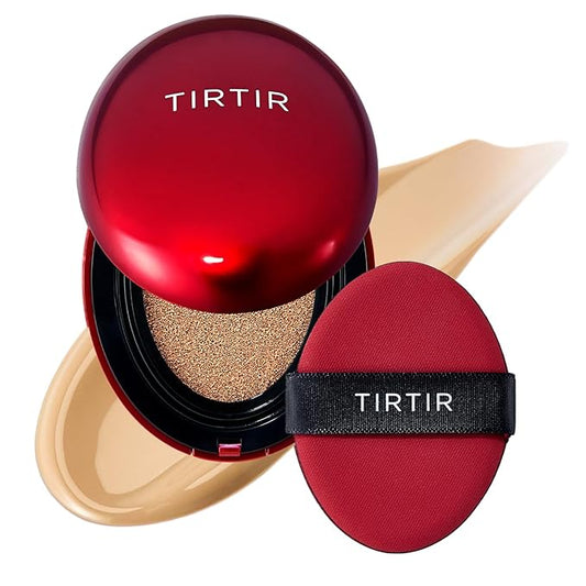TIRTIR Mask Fit Red Cushion Foundation | Full coverage, Weightless, Skin fit, Satin Glow Finish, Korean Makeup BB Foundation, beauty, Tattoo cover up, Buildable (#28N Oat, 0.63 Fl Oz)-Velvo Beauty