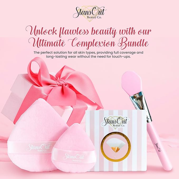 StansOut Ultimate Complexion Bundle: Liquid Foundation Brush, Makeup Brushes for Liquid, Cream, Stick Foundation - Flat, Round, Blender Brushes - 101 Contoured, 108 Straight - Long-Lasting-Velvo Beauty