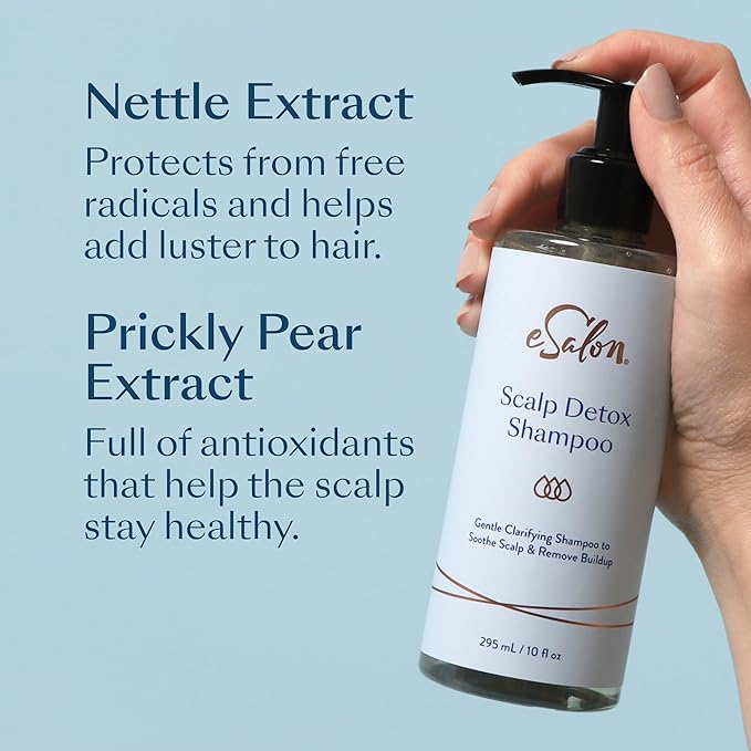 eSalon Scalp Detox Shampoo, Gentle Clarifying with Nettle and Prickly Pear Extract, 10 fl oz-Velvo Beauty
