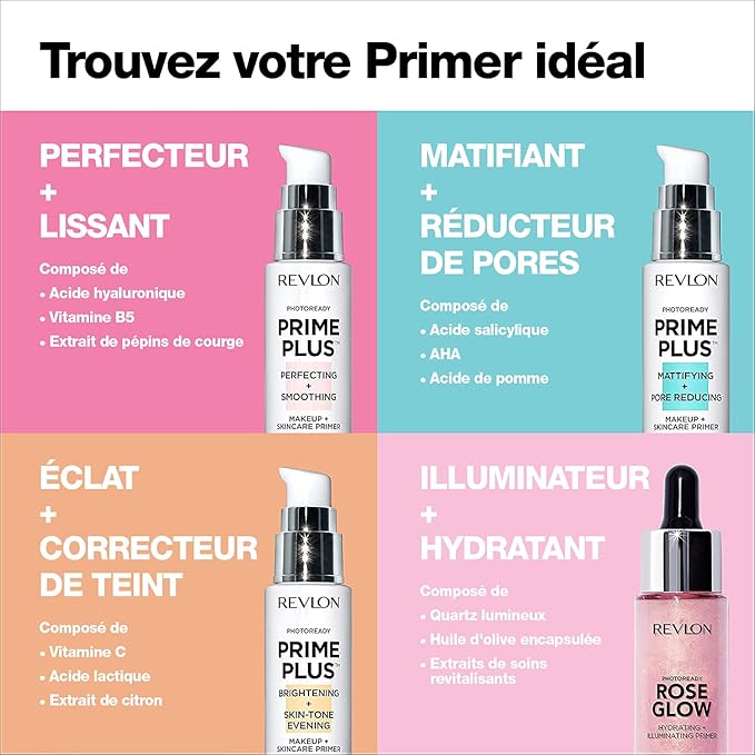 Revlon Face Primer, PhotoReady Prime Plus Face Makeup for All Skin Types, Blurs & Fills in Fine Lines, Infused with Salicylic Acid and AHA, Mattifying & Pore Reducing, 1 Oz-Velvo Beauty
