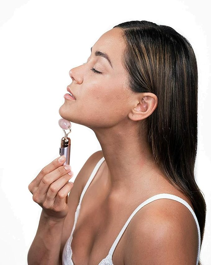 Finishing Touch Flawless Contour Vibrating Facial Roller & Massager, Rose Quartz-Velvo Beauty