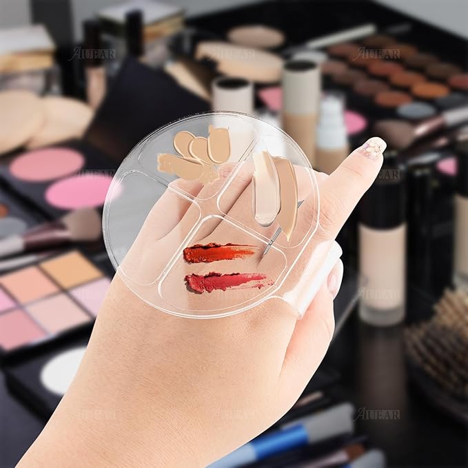 AUEAR, 2 Pack Hand Makeup Mixing Palette Handheld Palette Clear Makeup Cosmetic Palette Nail Art Manicure Palette with 2 Pieces Spatula for Mixing Foundation-Velvo Beauty