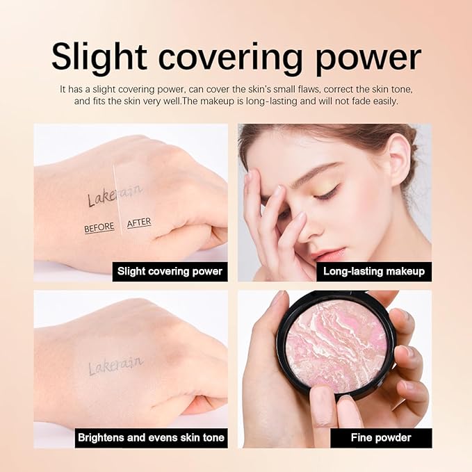 Baked Powder Foundation Makeup, Brighten Color Correcting Foundation Make up, Foundation for Mature Skin, Face Powder for Women, Full Coverage, Natural Finish & Easy to Use #01-Velvo Beauty