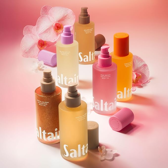 Saltair Body Oil. Luxurious Santal Bloom After Shower and Bath Oil Moisturizer for Women and Men. Botanical, Non-Greasy, and Well-Absorbing Lotion for Hydrating Dry Skin. 4oz Pump Bottle-Velvo Beauty