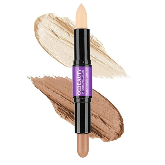 CCbeauty 2-IN-1 Matte Contour Stick,Cream Dual Highlight Concealer Stick, Highlighting & Contouring Kit, Bronzer Highlighter Sticks for Face Shaping Makeup, Long Lasting & Waterproof-Velvo Beauty