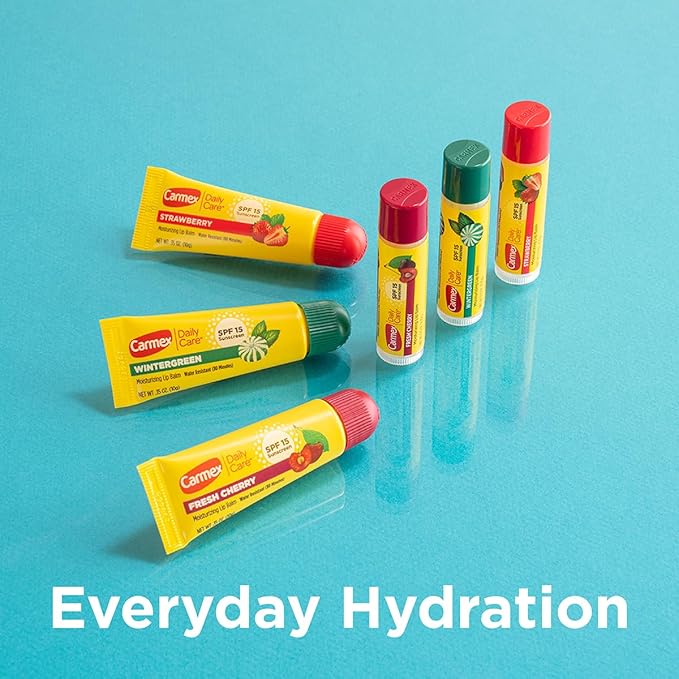Carmex Daily Care Moisturizing Lip Balm Pack, SPF 15, Multi-Flavor Lip Care Variety Pack Bag, 9 Count (6 Tubes, 3 Sticks)-Velvo Beauty