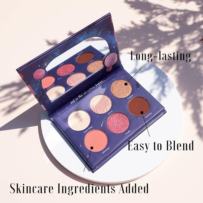 READY TO SHINE Pocket-Sized Small Eyeshadow Palette with 6 Highly Pigmented Matte, Frost, and Shimmer, Saturn Voyage Mini Travel Eyeshadow Palette-Velvo Beauty