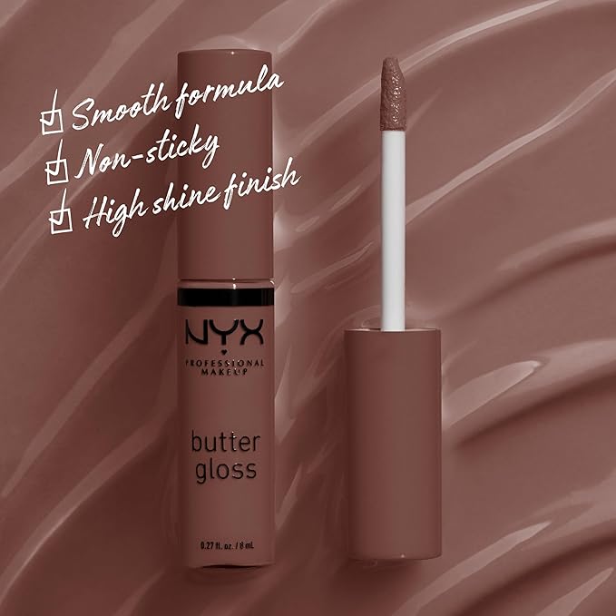 NYX PROFESSIONAL MAKEUP Butter Gloss, Non-Sticky Lip Gloss - Ginger Snap (Chocolate Brown)-Velvo Beauty