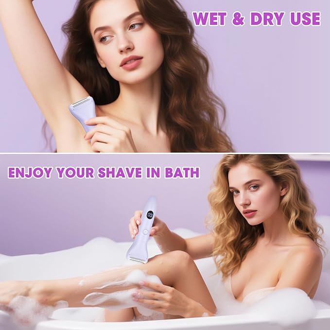 Bikini Trimmer Electric Razors for Women,3 in 1 Body Hair Removal Kit for Face,Pubic,Arm, Leg, Armpit, Bikini Trimmer,Painless IPX6 Waterproof Rechargeable Portable Lady Shavers Wet & Dry Gifts-Velvo Beauty