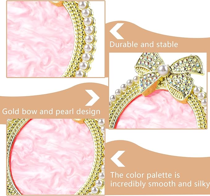 Resin Nail Art Palette, Nail Art Painting Mixed Color Palette Bow Decorated Nail Art Display Board with Pearls Nail Art Supplies Makeup Foundation Mixing Palette Manicure Tool-Velvo Beauty