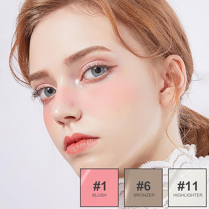 3Pcs Liquid Contour Makeup Trio with Bronzer Shade, Blush, Highlighter for Sculpted Makeup, Matte Finish Liquid Contour Set Easy to Create a Lightweight Look, Longwear Waterproof Formula (1, 6, 11)-Velvo Beauty