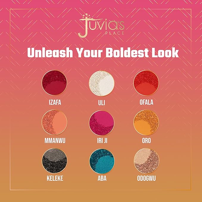 Juvia's Place Palette The Festival - Bold Coral, Red, Glittery Neutrals, Shades of 9, Bold and Fiery Palette, Pigmented Makeup Palette Eye Color & Shine-Velvo Beauty