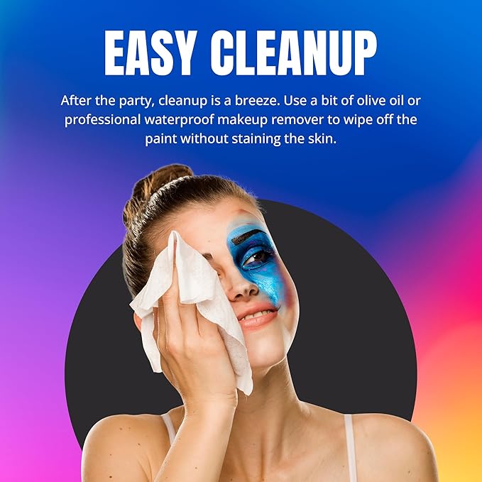 Professional Face Painting Kit - Skin Friendly Face Paint Kit - Cruelty-Free & Vegan Water Based Face Paint Makeup for Theatre, SFX and Halloween- 8 Colors 5g Each - Splashes & Spills (Neon Colors)-Velvo Beauty