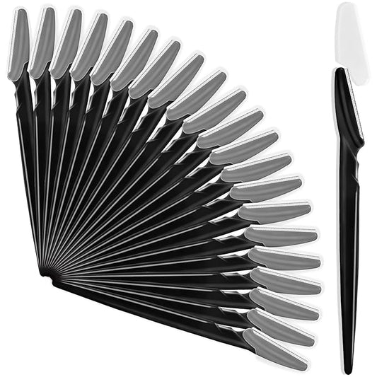 21 Pcs Eyebrow Razors, Face Razors Multipurpose, Exfoliating Dermaplaning Tools, Eyebrow Trimmers Shaver with Safety Cover, Facial Hair Removal for Women Men Body Use (Black)-Velvo Beauty