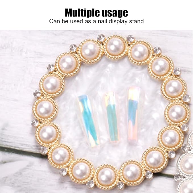 Resin Stone Nail Art Palette, Nail Art Display Board Cosmetic Nail Mixing Palette Drawing Color Mixing Nail Art Painting Gel Palette Tips Display Plate(Golden)-Velvo Beauty