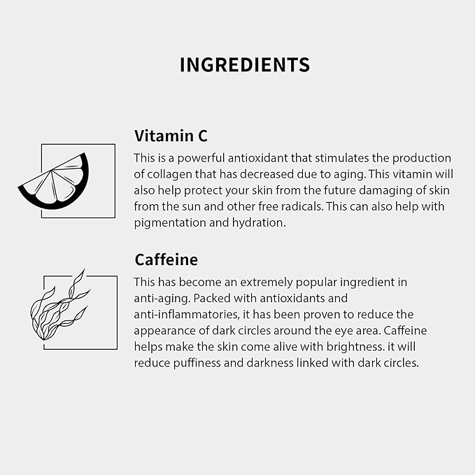 Gle Vitamin C Eye Serum for Dark Circles, Eye Wrinkles, Redness and Puffy Eyes | Anti-Aging Treatment with Caffeine, Vitamin C Hyaluronic Acid | Hydrating & Brightening Scent-Free | (Pack of 2)-Velvo Beauty