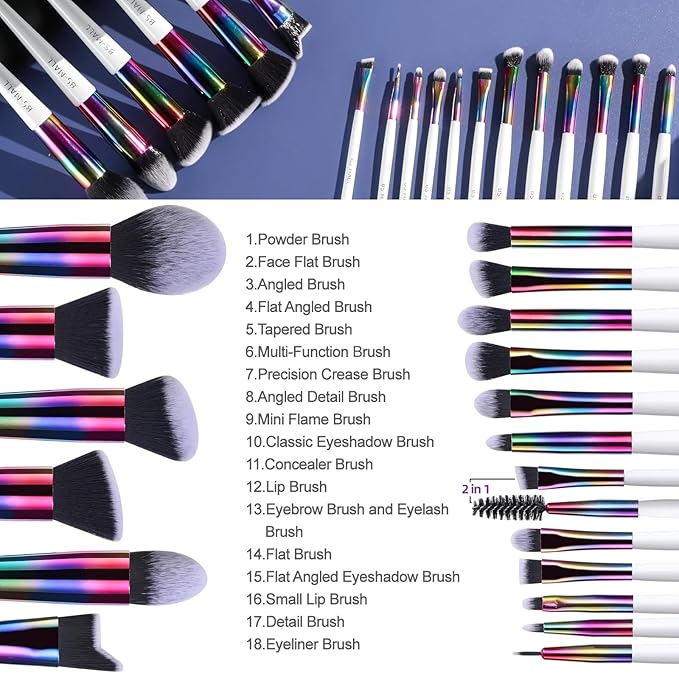 BS-MALL Makeup Brushes Makeup Tools Kit Premium Synthetic Powder Foundation Contour Concealers Lip Brushes Set 18 Pcs-Velvo Beauty
