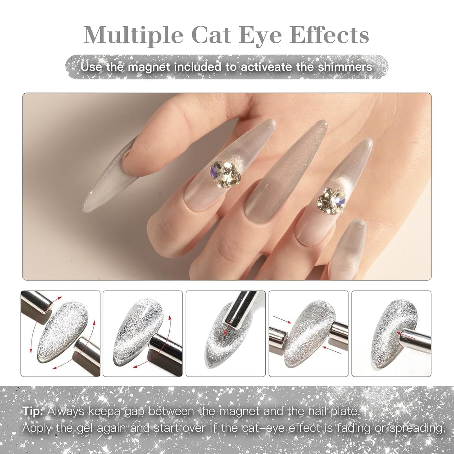 Cat Eye Gel Nail Polish with Magnet Stick, 15ml Magnetic Gel, Create Stunning Cat Eye Effects for DIY Manicures, Long-Lasting, Salon-Quality Finish, Moonlit Hold-Velvo Beauty