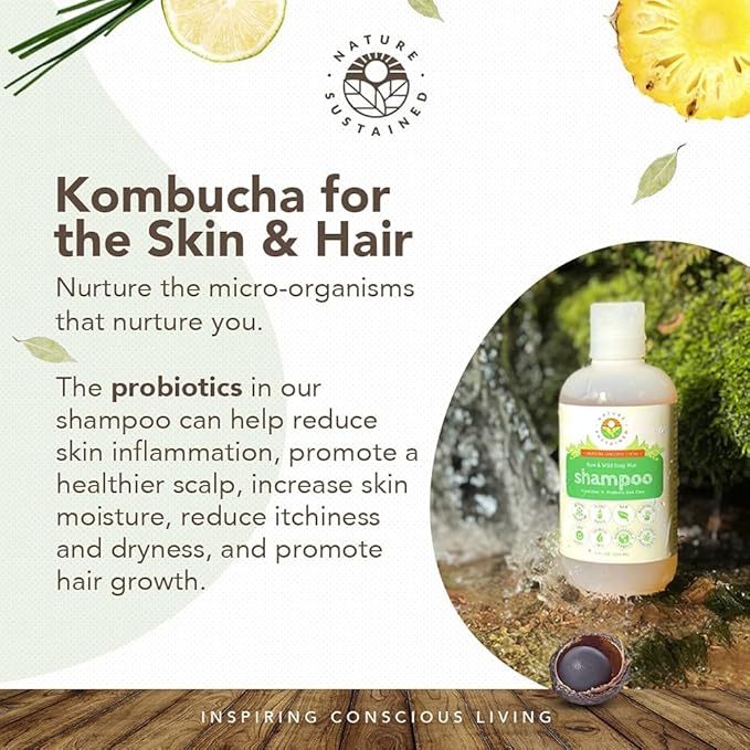 Organic Shampoo - Raw & Wildcrafted with Probiotics, Hypoallergenic Natural & Sulfate Free Shampoo for Sensitive Scalp, Dry Hair, Dandruff, Gallon, Lemongrass-Velvo Beauty
