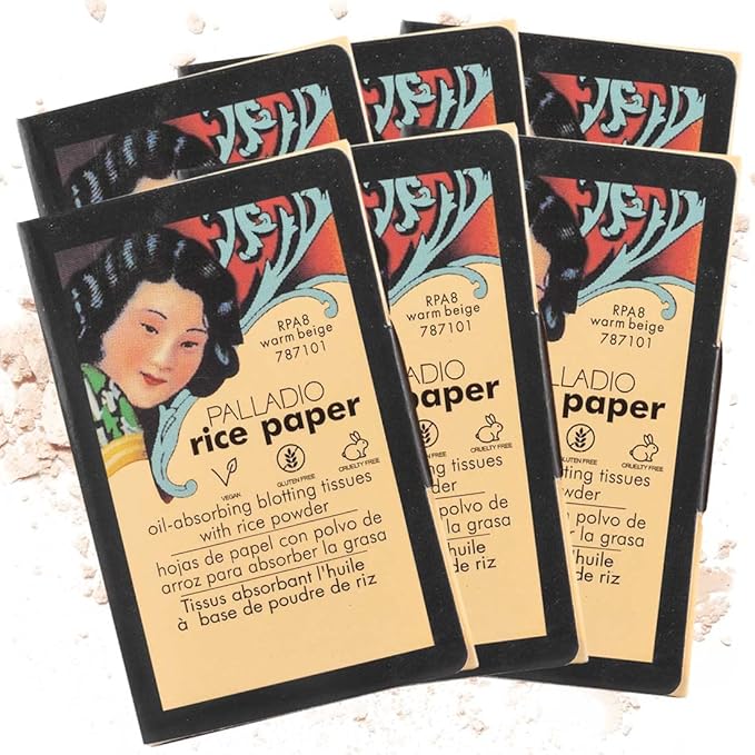 Palladio Face Blotting Tissue Sheets Made from Natural Rice Powder for Oily Skin, Oil Absorbing Paper, 2 Sided, Instant Results, Warm Beige, 40 Count-Velvo Beauty