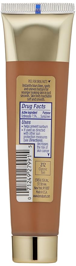 L'oreal Paris Visible Lift Blur Foundation, 212 Classic Tan, 1.3 Fluid Ounce-Velvo Beauty