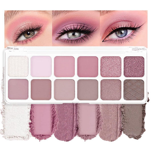 AMY'S DIARY 12Color Light Pink Purple Eyeshadow Palette, Long-Lasting, and Highly Pigmented. Elevate Your Eye Makeup– Unleash Your Unique Style (10#)-Velvo Beauty