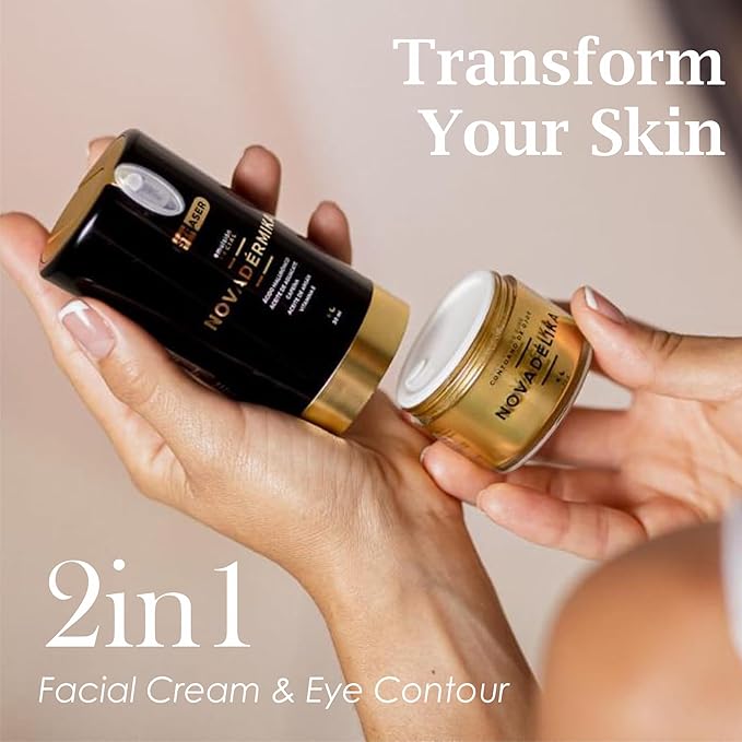 Novadérmika & Novadélika 2in1. Facial Emulsion and Eye Contour - Nourishes, Hydrates, Rejuvenates and leave your Skin with a Radiant Glow - Anti-aging - Cactus Blossom Fragrance.-Velvo Beauty