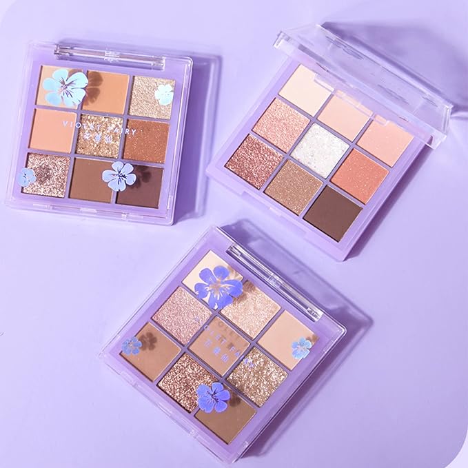 Violet Fairy 9 Color Eyeshadow Palette, Warm Neutrals (03)-Velvo Beauty