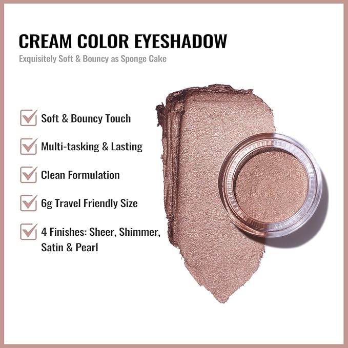 Oulac Shimmer Cream Eyeshadow also for Highlighter Blendable Eye Shadow Waterproof&Long Lasting with Moisturizing Formula Soft Shimmer Eye Make-up,Vegan & Cruelty-Free,6g 24-Velvo Beauty
