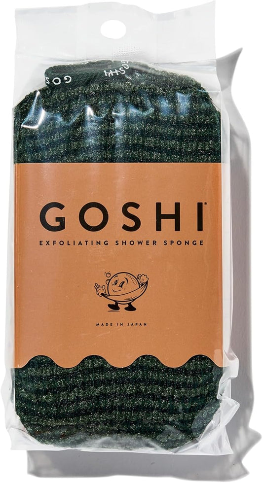 GOSHI Exfoliating Shower Sponge - Rip-Resistant, Rapid-Drying Exfoliating Bath Sponge for All Skin Types - Moss Green - Made in Japan-Velvo Beauty