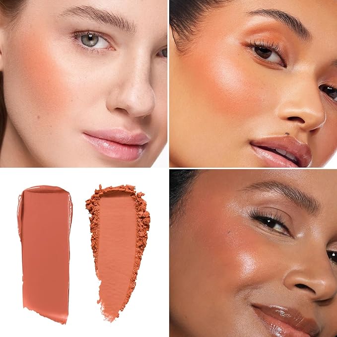 Blush Palette Duo – Cream & Powder Blush Set in Orange Brown, Long-Wearing & Moisturizing, Easy to Blend, Radiant Coverage for Cheeks, Eyes & Lips, Magnetic Palette Compatible (2Pack,Pumpkin Spice)-Velvo Beauty
