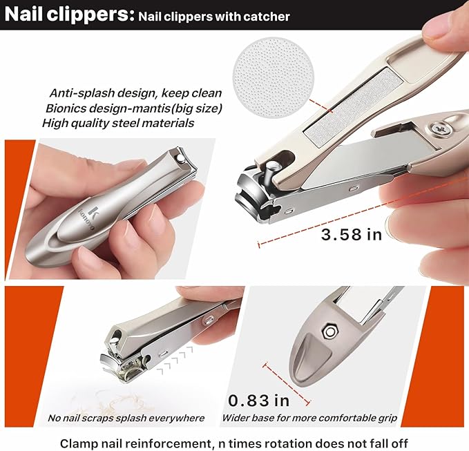 Toenail Clippers for Seniors Thick Toenails, Toe Nail Clippers Adult Thick Nails Long Handle, Professional Heavy Duty Nail Clippers 6Pcs Black-Velvo Beauty
