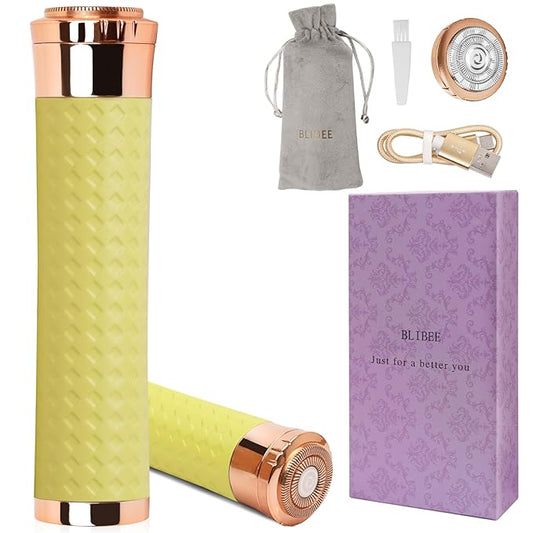 Facial Hair Removal for Women, Rechargeable Hair Removal Device, Painless Face Electric Razor/Shaver for Lip, Arms, Face, Peach Fuzz (Yellow)-Velvo Beauty