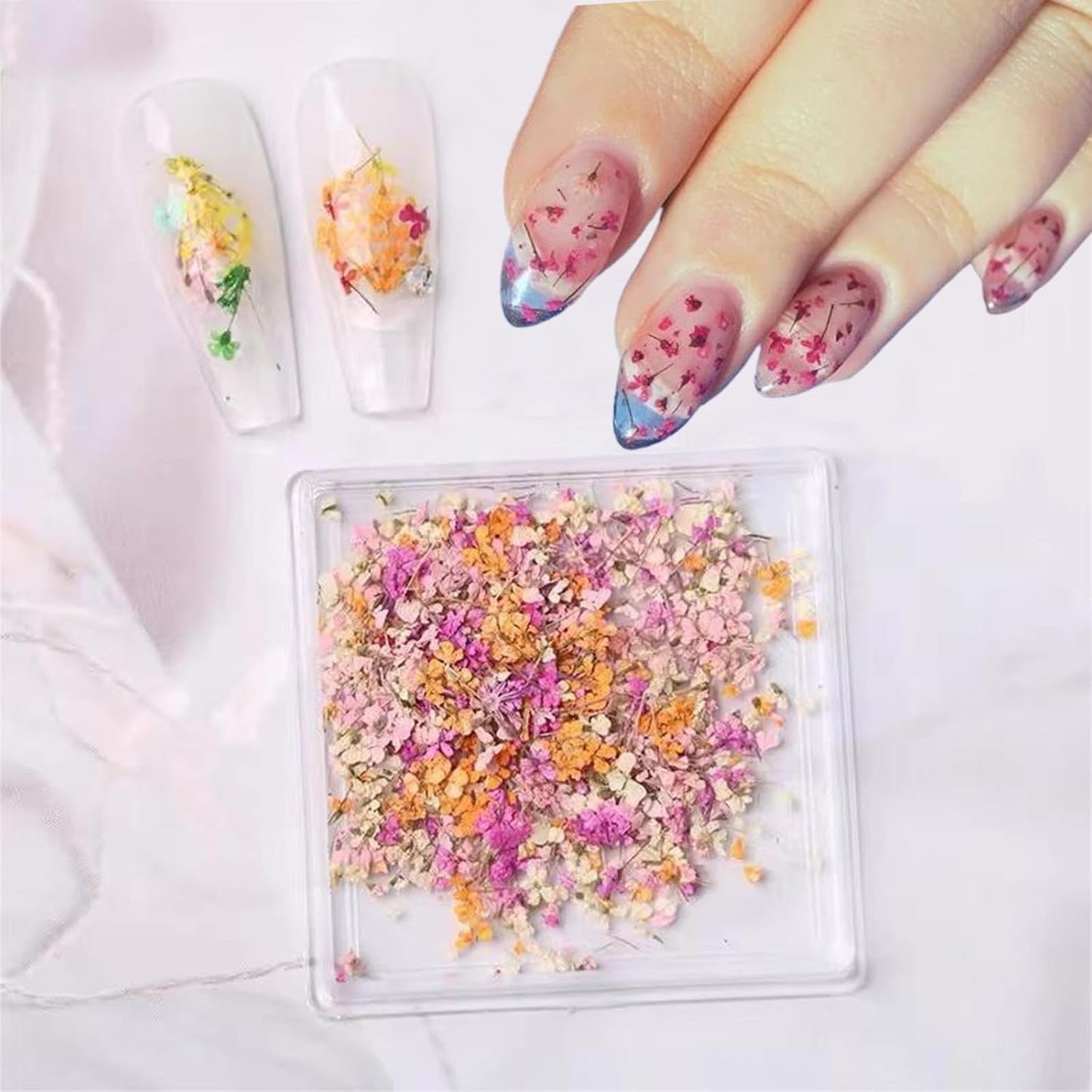 1 Boxes Dried Flowers for Nail Art,Colorful Dry Flowers Mini Real Natural Flowers Nail Stickers DIY Mini Mix Flower Petals Nail Art Supplies for Summer Acrylic Nails Design Manicure Accessories-Velvo Beauty