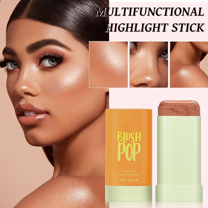Highlighter Makeup Stick - Blush Highlighters Makeup Stick for Face & Body, Natural Silky Shimmer Highlight, Bendable Long Lasting Highlighter Wand, Cream Korean Highlighter (Cherry Red)-Velvo Beauty