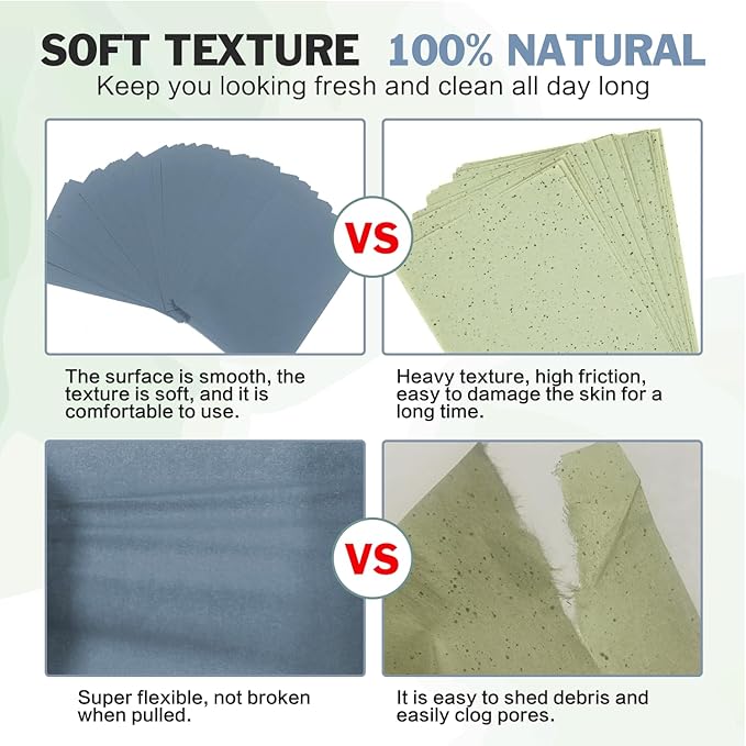 Natural Bamboo Charcoal Oil Absorbing Tissues - 4pk/400 Oil Blotting Sheets For Face, Oil Control Film, Oil Absorbing Sheets, Makeup Friendly-Velvo Beauty