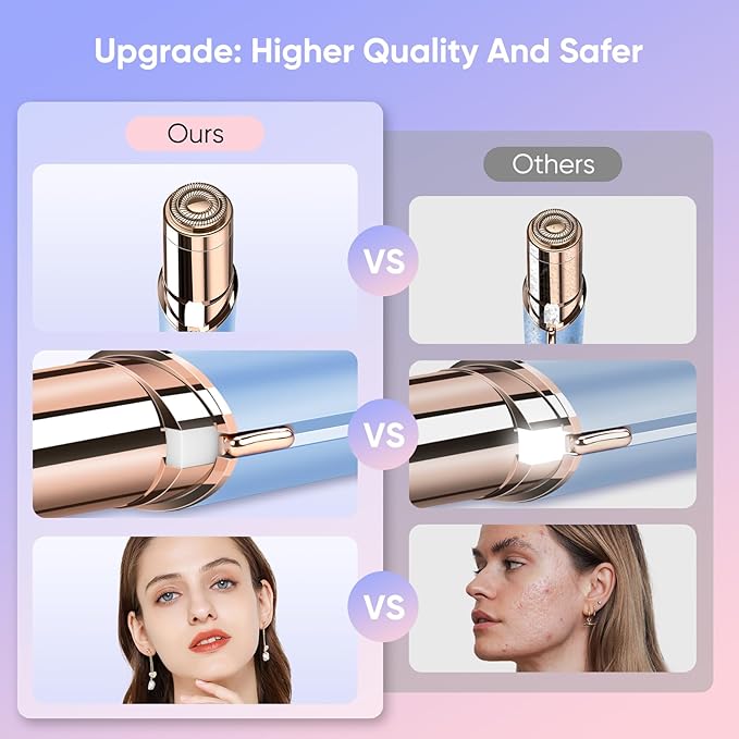 Facial Hair Remover for Women- as Seen on TV Painless Face Shaver -Mini Hair Remover, Electric Razor Shaver Portable Bikini Epilator for Lips, Chin, Armpit, Peach Fuzz, Fingers, Neck, Cheek(Blue)-Velvo Beauty