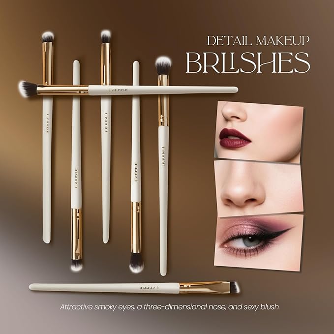 Makeup Brushes Set 12 Piece Professional & Beginner Friendly, Soft Synthetic Bristles for Face Eyeshadow Blending, Easy to Clean Travel Ready with Case, Ergonomic Wooden Handle Hypoallergenic (White)-Velvo Beauty