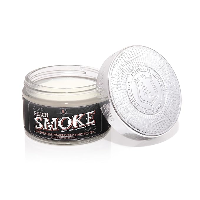LUXURY LIFE BUTTER - Irresistibly Scented Body Butter with Hyaluronic Acid for Ultimate Moisture. Luxurious Natural Fragrance. Hydrates for a Non-Greasy Glamorous Glow, Peach Smoke, 5 oz.-Velvo Beauty