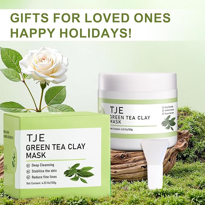 TJE Green Tea Clay Mask, Green Tea Cleanse Face Mask, Deep Pore Cleansing Mask, Moisturizing & Purifying, Remove Blackheads & Acne for All Skin Types-Velvo Beauty