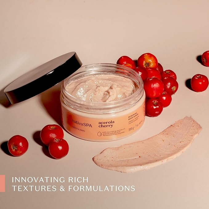 Nativa SPA by O Boticario Acerola Cherry Renewing Body Scrub, Gentle Exfoliation for Smooth, Radiant Skin, 7.05 Ounce (200g)-Velvo Beauty