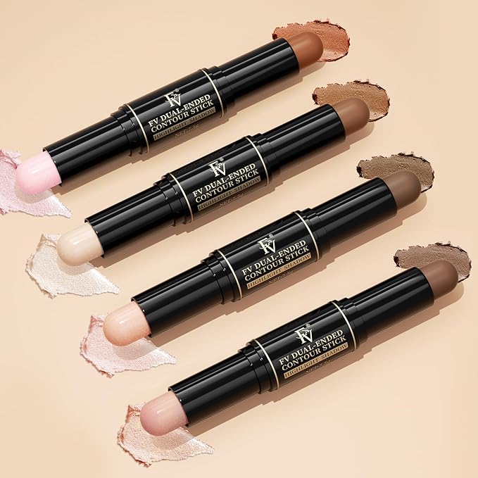 FV Cream Contour Stick, 2-in-1 Face Shaping Stick for Highlighting & Contouring, Bronzer Stick,Long Lasting & Waterproof,Non-Sticky Highlighter Makeup Pen for Light/Medium Skin Tones, 0.26oz (7.5g)-Velvo Beauty