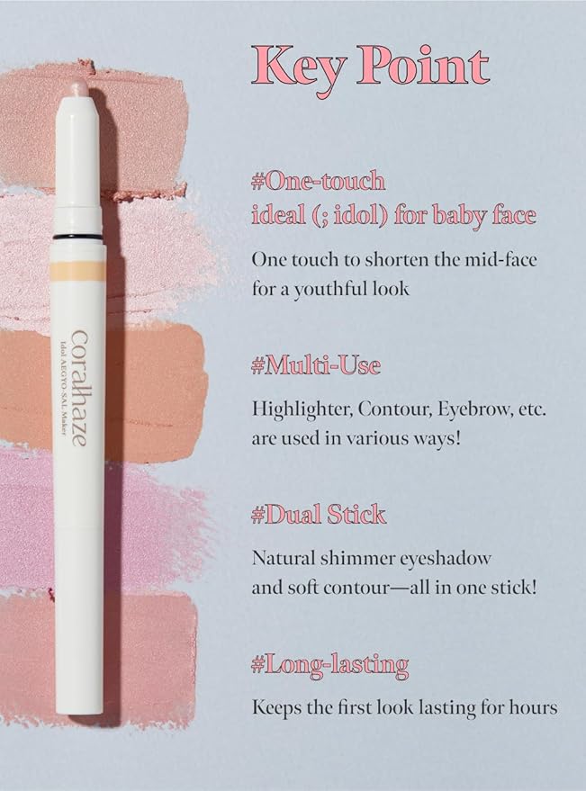CORALHAZE Idol AEGYO-SAL Maker 05 Dreamy Rose, 2-in-1 Under-Eye Highlighter and Contour Liner for Bright, Voluminous Eyes, Long-Lasting, Smudge-Proof Shimmer Stick with Natural Glow, Korean Beauty-Velvo Beauty