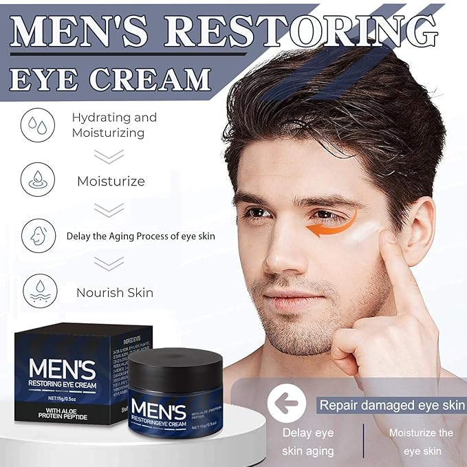 Men's Restoring Eye Cream Under Eye Cream for Dark Circles & Puffiness, Delay Aging Process of Eye Skin, Hydrating & Moisturizing, Reduces Puffiness, and Fine Lines-Velvo Beauty