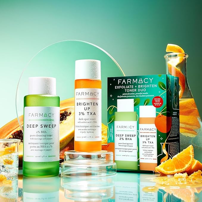 Farmacy 2% Salicylic Acid Toner for Face + 3% Tranexamic Acid Brightening Toner - Exfoliating Skincare Set to Minimize Pores + Reveal a Healthy-Looking Complexion (2 Count)-Velvo Beauty
